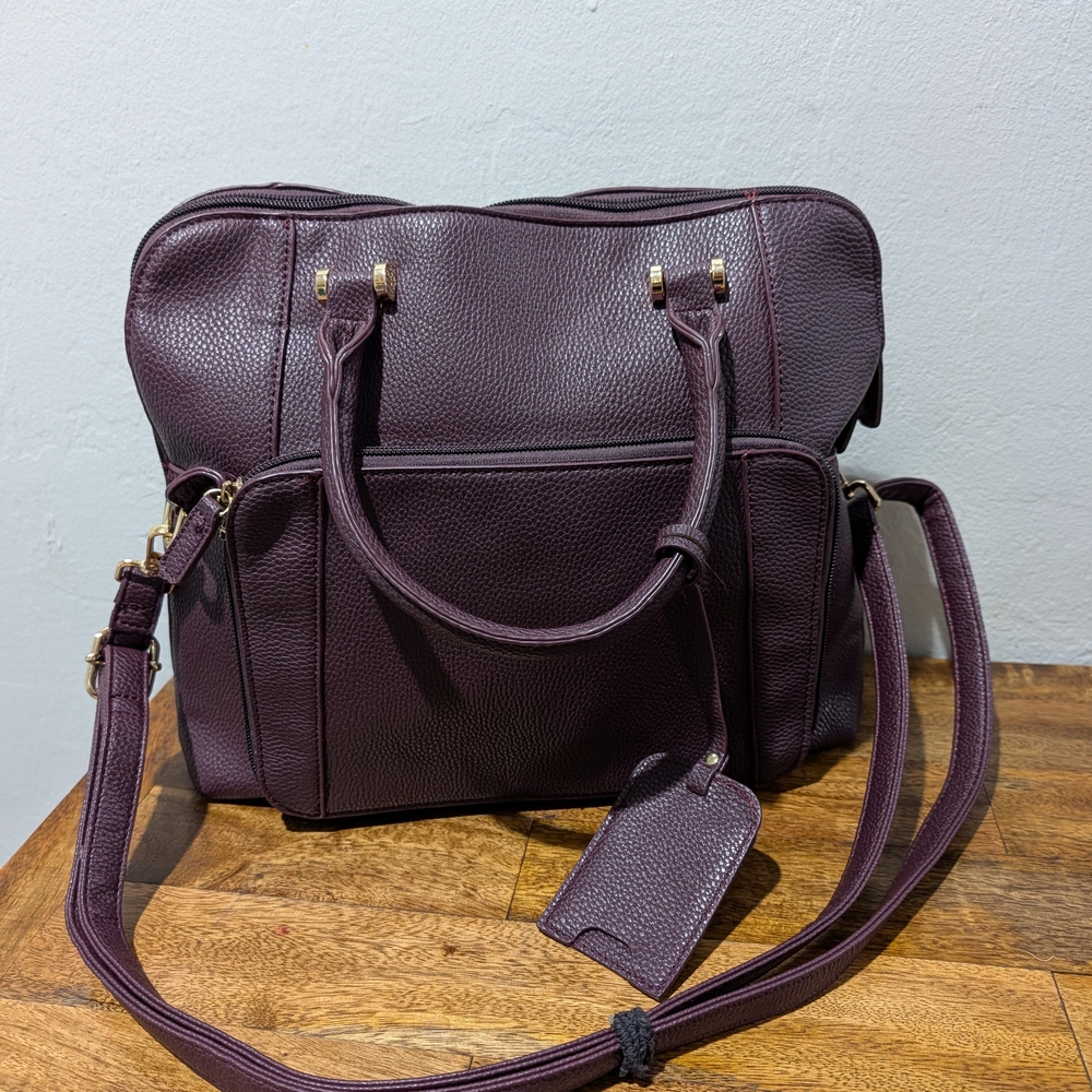 Women's Pebbled Laptop Bag in Plum